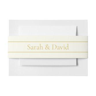 Simple Elegant Customizable Text | Gold Off White Invitation Belly Band