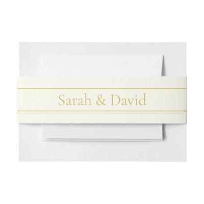 Simple Elegant Customizable Text | Gold Off White Invitation Belly Band
