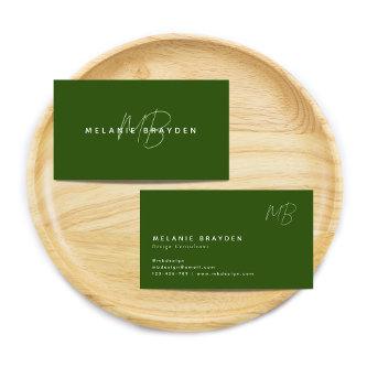 Simple Elegant Dark Green Minimalist Two Monogram