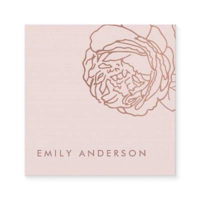 SIMPLE ELEGANT FAUX BLUSH PINK ROSE GOLD FLORAL SQUARE