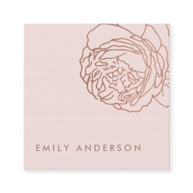 SIMPLE ELEGANT FAUX BLUSH PINK ROSE GOLD FLORAL SQUARE