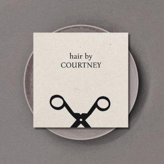 Simple Elegant Faux Kraft Black Scissors Hairsalon Square