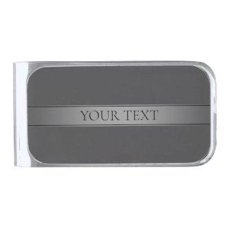 Simple Elegant Gradient Stripe Editable Color Silver Finish Money Clip