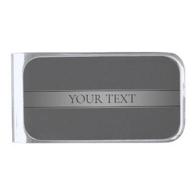 Simple Elegant Gradient Stripe Editable Color Silver Finish Money Clip