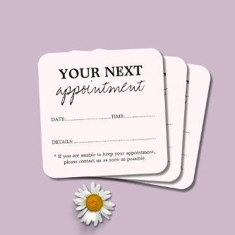 Simple Elegant Light Pink Beauty Salon Appointment Card