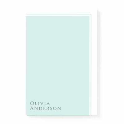 Simple Elegant Minimalist Aqua Color Block Post-it Notes