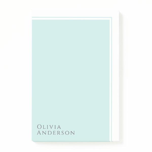 Simple Elegant Minimalist Aqua Color Block Post-it Notes