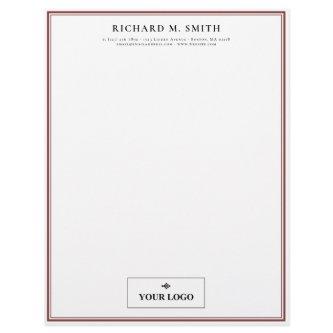 Simple Elegant Minimalist Marsala White With Logo Letterhead