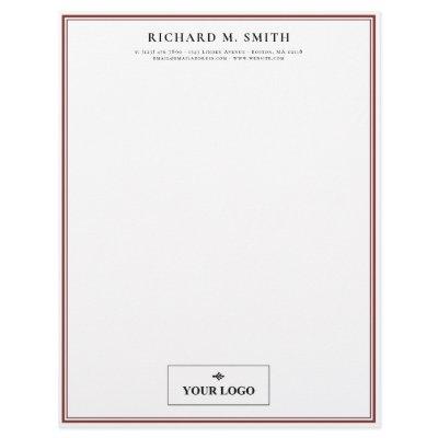 Simple Elegant Minimalist Marsala White With Logo Letterhead
