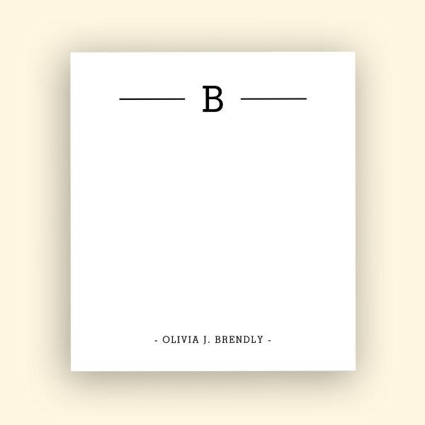 Simple Elegant Monogram Black White Notepad