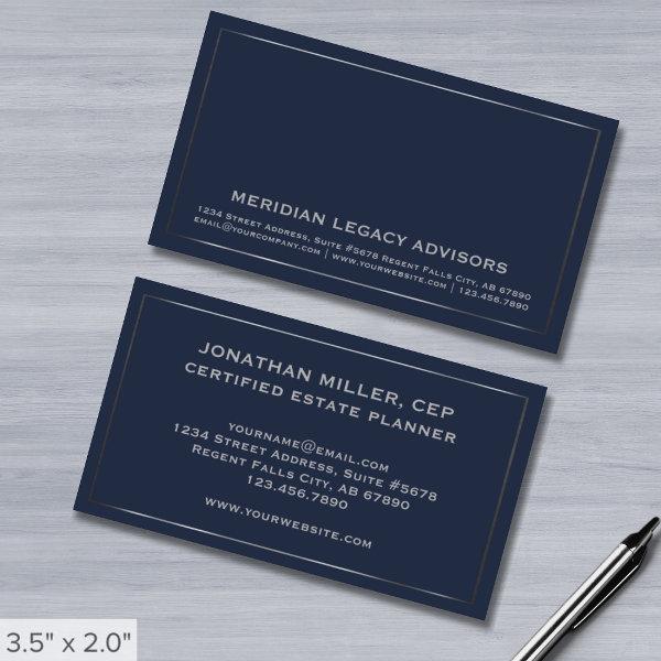 Simple Elegant Navy Blue and Silver