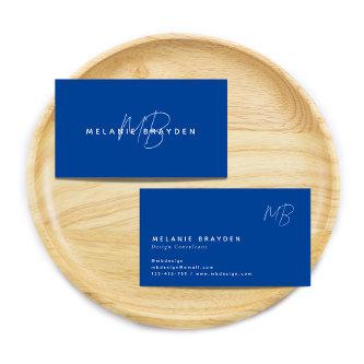 Simple Elegant Navy Blue Minimalist Two Monogram