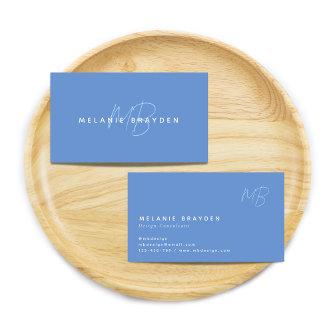 Simple Elegant Pastel Blue Minimalist Two Monogram