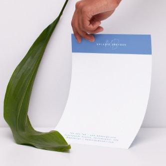 Simple Elegant Pastel Blue Minimalist Two Monogram Letterhead