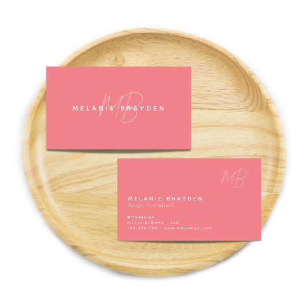 Simple Elegant Pastel Pink Minimalist Two Monogram