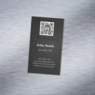 Simple Elegant Plain Black - Professional QR Code  Magnet