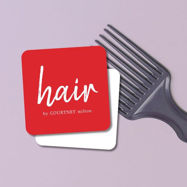 Simple Elegant Red White Hair Stylist Square
