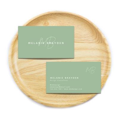 Simple Elegant Sage Green Minimalist Monogram