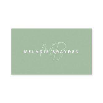 Simple Elegant Sage Green Minimalist Monogram