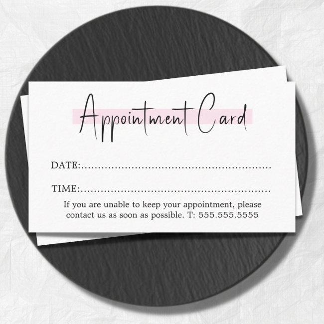 Simple Elegant Stylish White Rose Salon Appointment Card