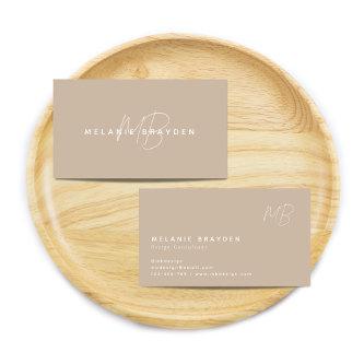 Simple Elegant Taupe Minimalist Two Monogram