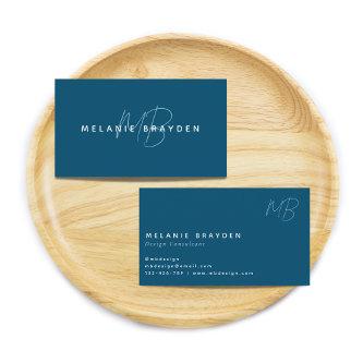 Simple Elegant Teal Blue Minimalist Monogram