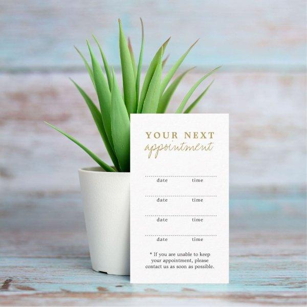 Simple Elegant White Gold Beauty Appointment Card