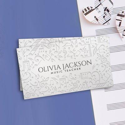 Simple elegant white paper music notes pattern