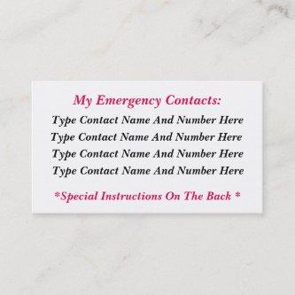 Simple Emergency Contact Card