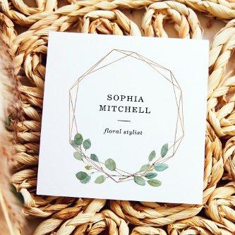 Simple Eucalyptus Greenery | Rose Gold Geometric Square