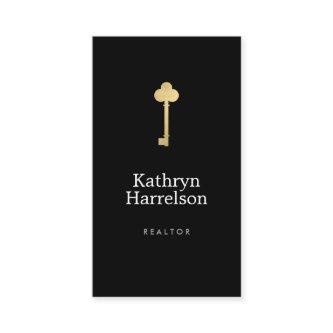 Simple Faux Gold Key Realtor Logo Black