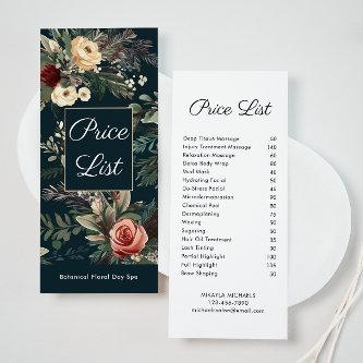 Simple Floral Spa and Salon Price List Rack Card