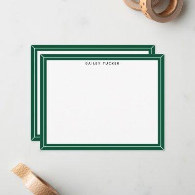 Simple Frame Green & White Personal Professional Note Card