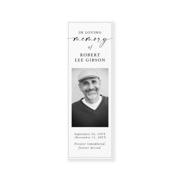 Simple Funeral Memorial Prayer Photo Bookmark Card