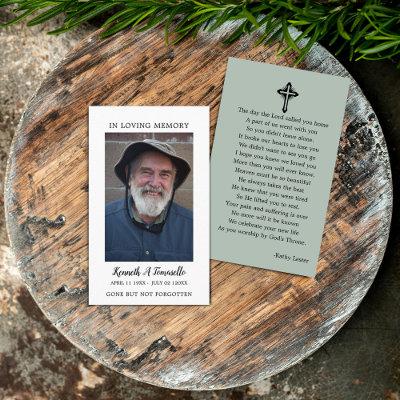 Simple Funeral Memorial Prayer Photo Card
