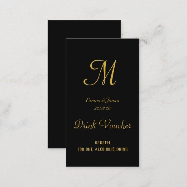 Simple Gold & Black Wedding Drink Ticket Cards