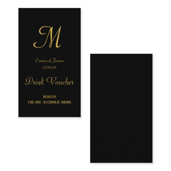 Simple Gold & Black Wedding Drink Ticket Cards