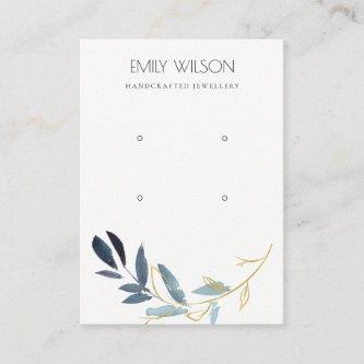 SIMPLE GOLD BLUE FOLIAGE TWO EARRING DISPLAY LOGO