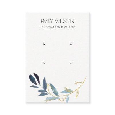 SIMPLE GOLD BLUE FOLIAGE TWO EARRING DISPLAY LOGO