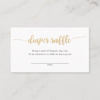 Simple Gold Callagraphy diaper raffle ticket