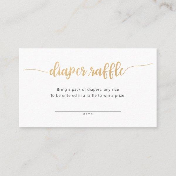 Simple Gold Callagraphy diaper raffle ticket