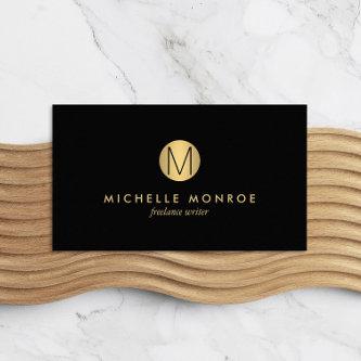 Simple Gold Circle Monogram Professional Black