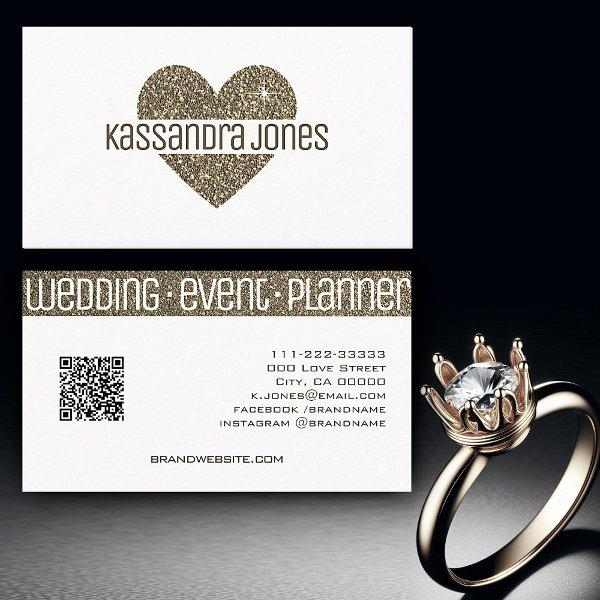 Simple Gold Glitter Love Heart Shape White Chic