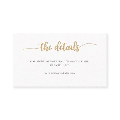 Simple gold wedding website + details + rsvp card