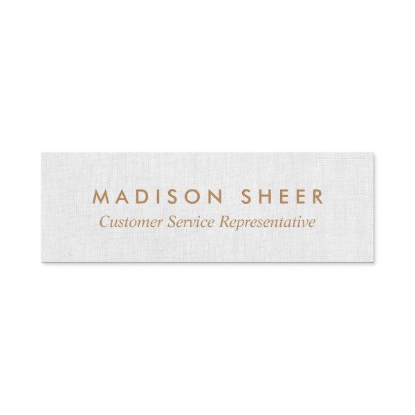 Simple Gray Linen Professional Customer Service  Name Tag