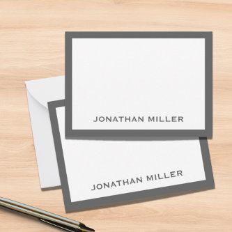 Simple Gray White Typographic Name Note Card