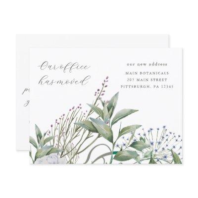 Simple Greenery Business Office Moving Annoucement Postcard