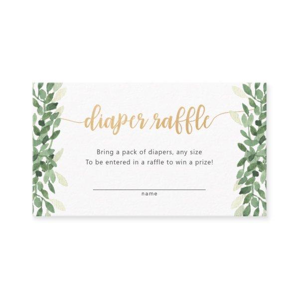 Simple Greenery Calligraphy diaper raffle ticket