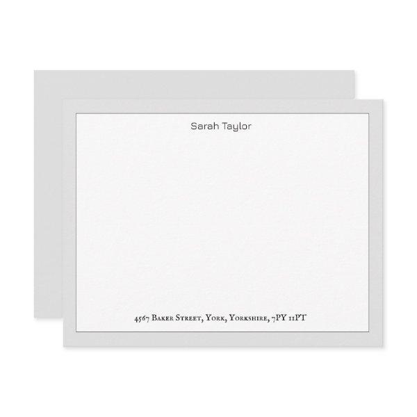 Simple Grey Correspondence Business Stationery  Note Card