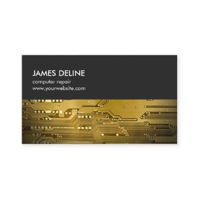 Simple Grey Gold Circuit Board Computer Repair